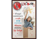 Birthday Card 6th Birthday, Boy with plane, 13x20,5 cm